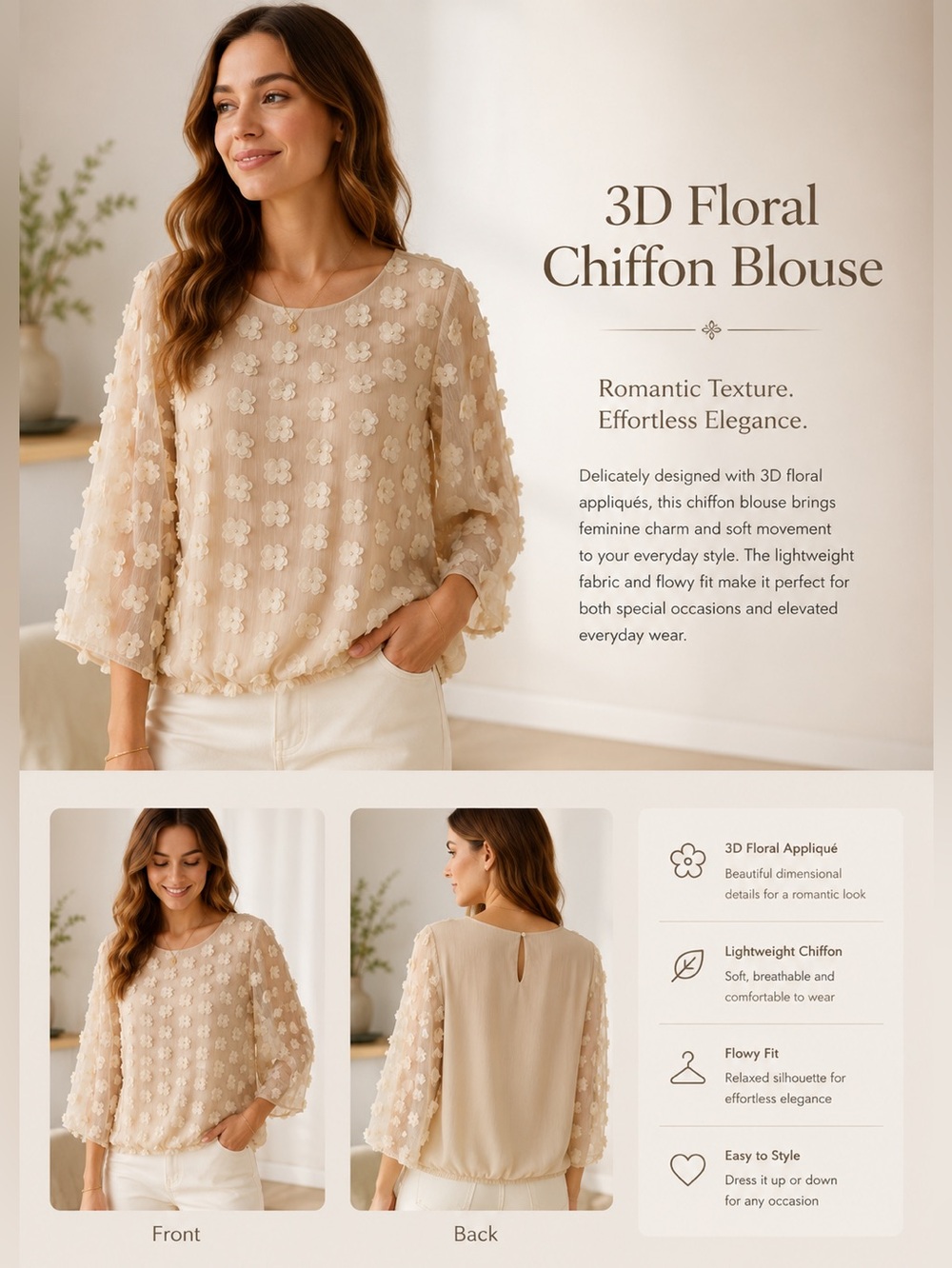 New York & Company Floral Chiffon Blouse | Size XL